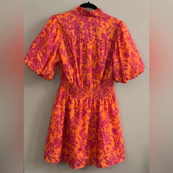 THML Living The Dream Orange & Magenta Floral Mini Dress size medium - Picture 9 of 16